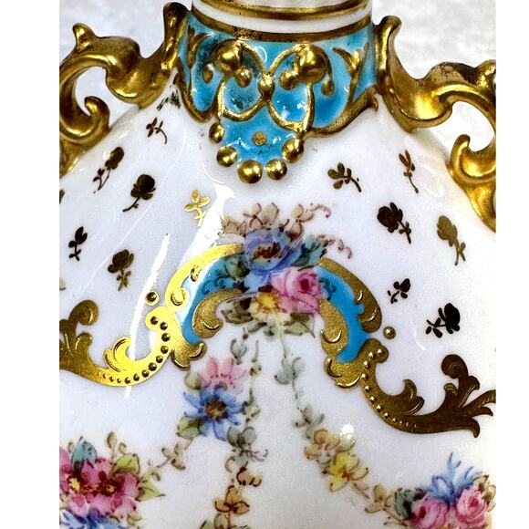 Antique Royal Crown Derby Late 1800's 6" Vase-Turquoise Gilded Accents-Exquisite - Picture 2 of 11